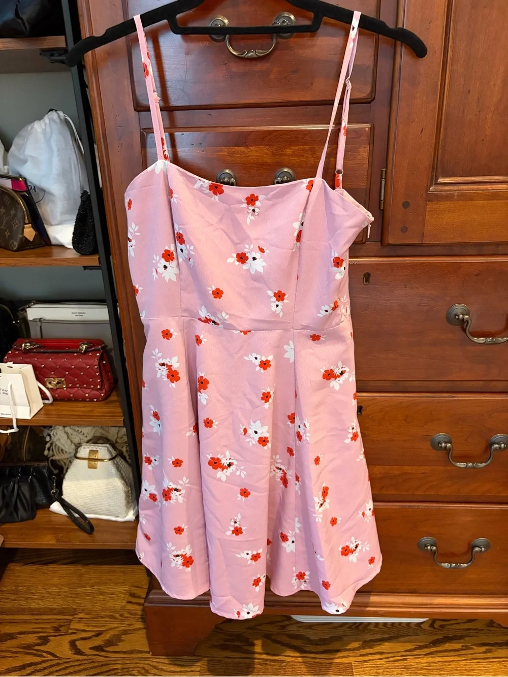 EUC Pink Floral Spaghetti-Strap Mini Dress - Picture 4 of 7